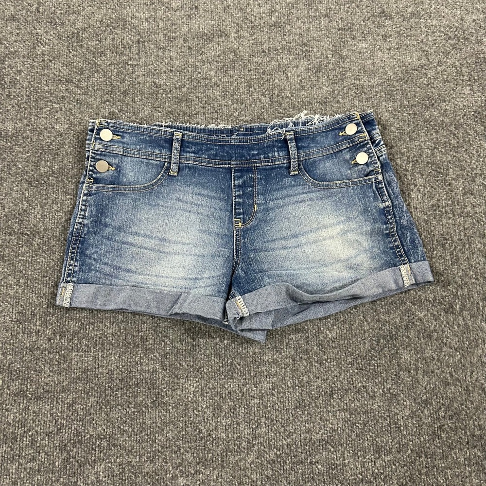 No Boundaries Shorts Womens Size S Blue Relaxed Fit Cuffed Denim Stretch Casual